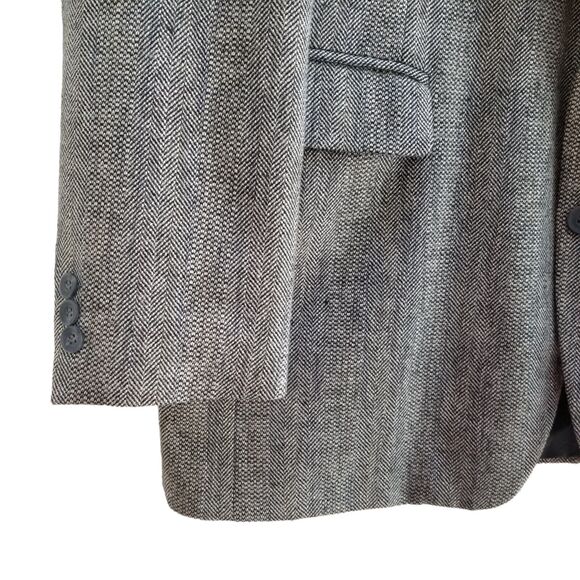 Haggar Mens Wool Silk Sport Tweed Coat 42L Gray Herringbone Blazer Suit Jacket - Picture 3 of 11